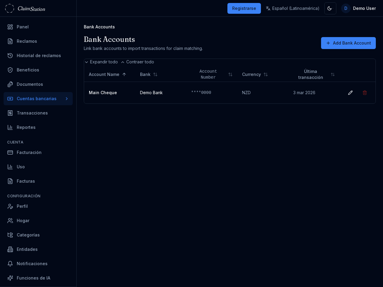 ClaimStation Bank Accounts